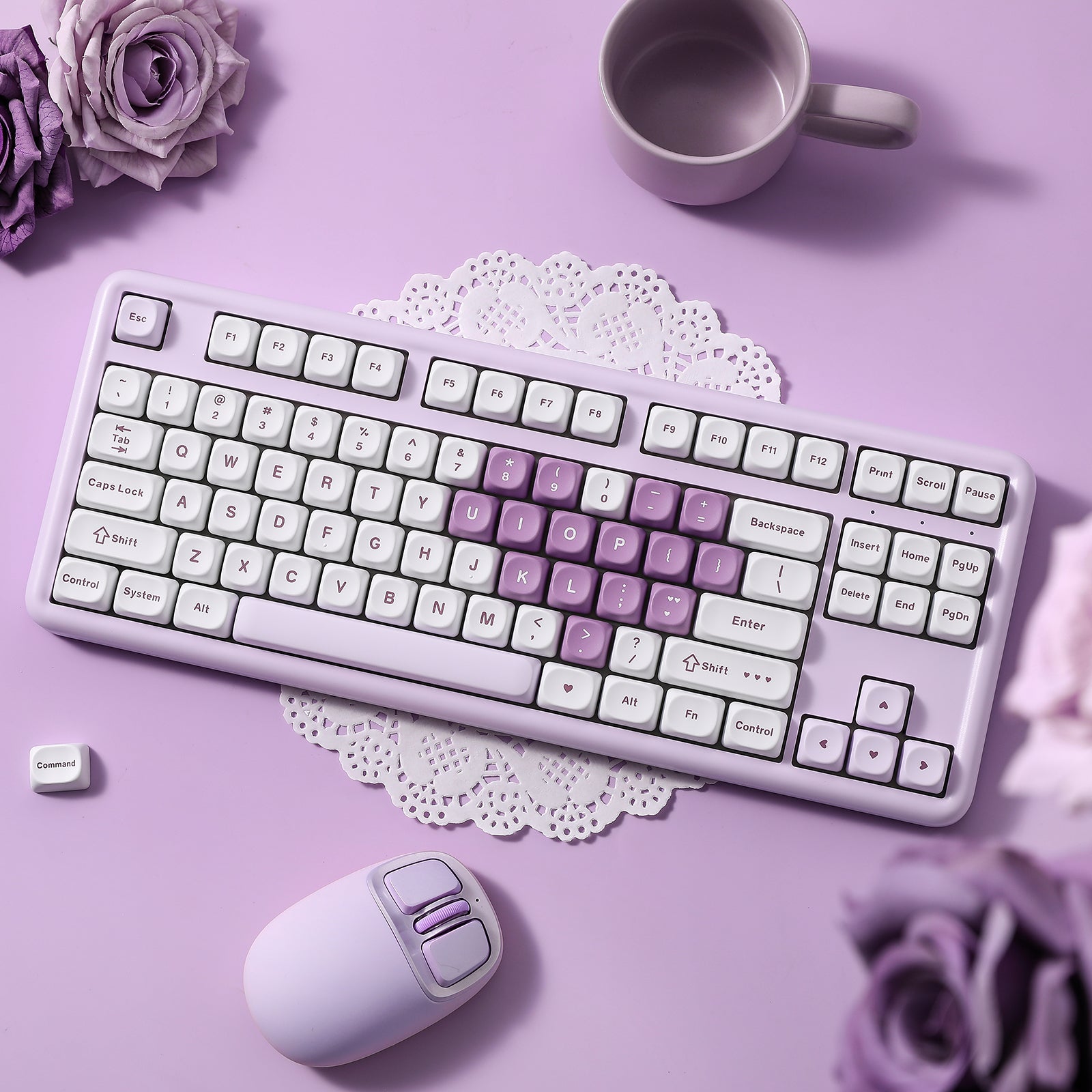 YUNZII B87 Purple Heart QMK/VIA Custom Mechanical Keyboard