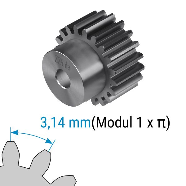 Stirnzahnrad Modul 1 - 37 Zähne, mit Nabe (Nr. 422025) · Z24.de