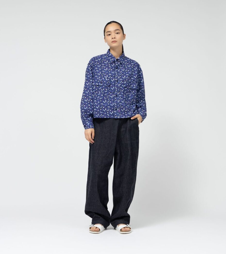 THE NORTH FACE PURPLE LABEL N25SG014 FLOWER PRINTED CROPPED SHIRT