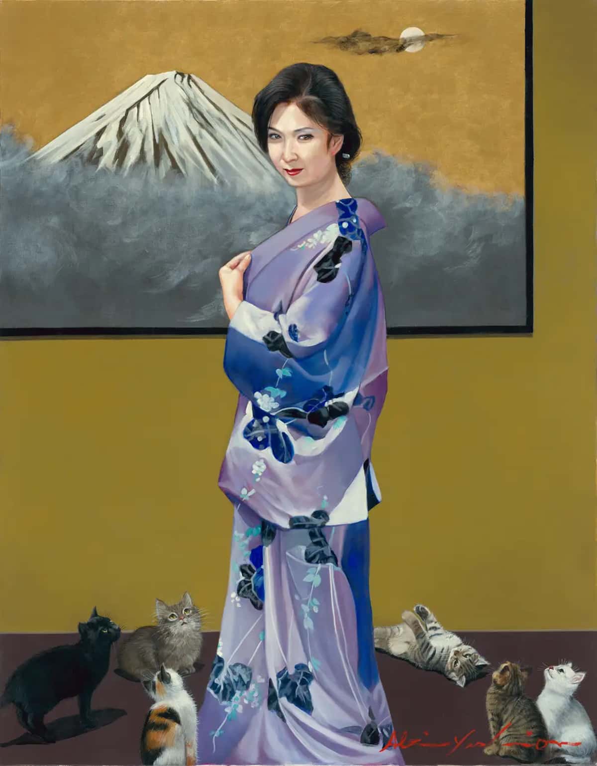 八代亜紀画伯の才能に迫るアート展 1,584,000円の「幻想の富士」も出品