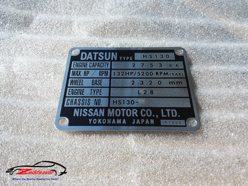 Datsun 280zx Engine Bay ID Plate | Zeddsaver