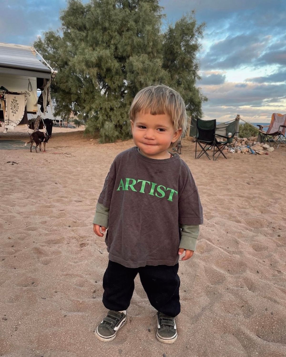 artist tee | charcoal + bright green print – ZIGGY ZAZA