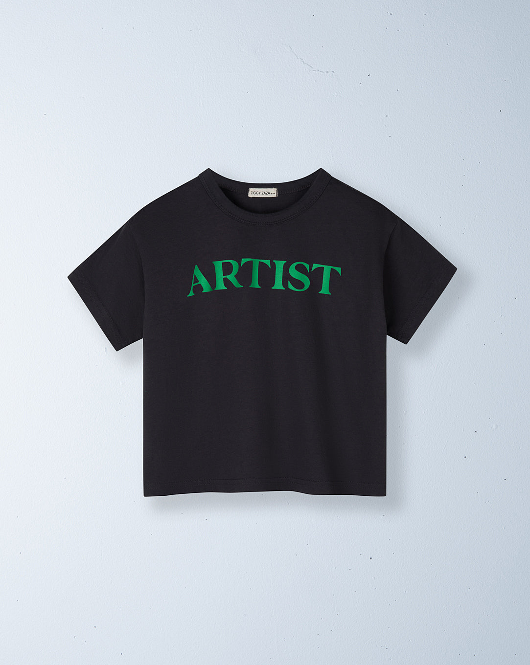 artist tee | charcoal + bright green print – ZIGGY ZAZA