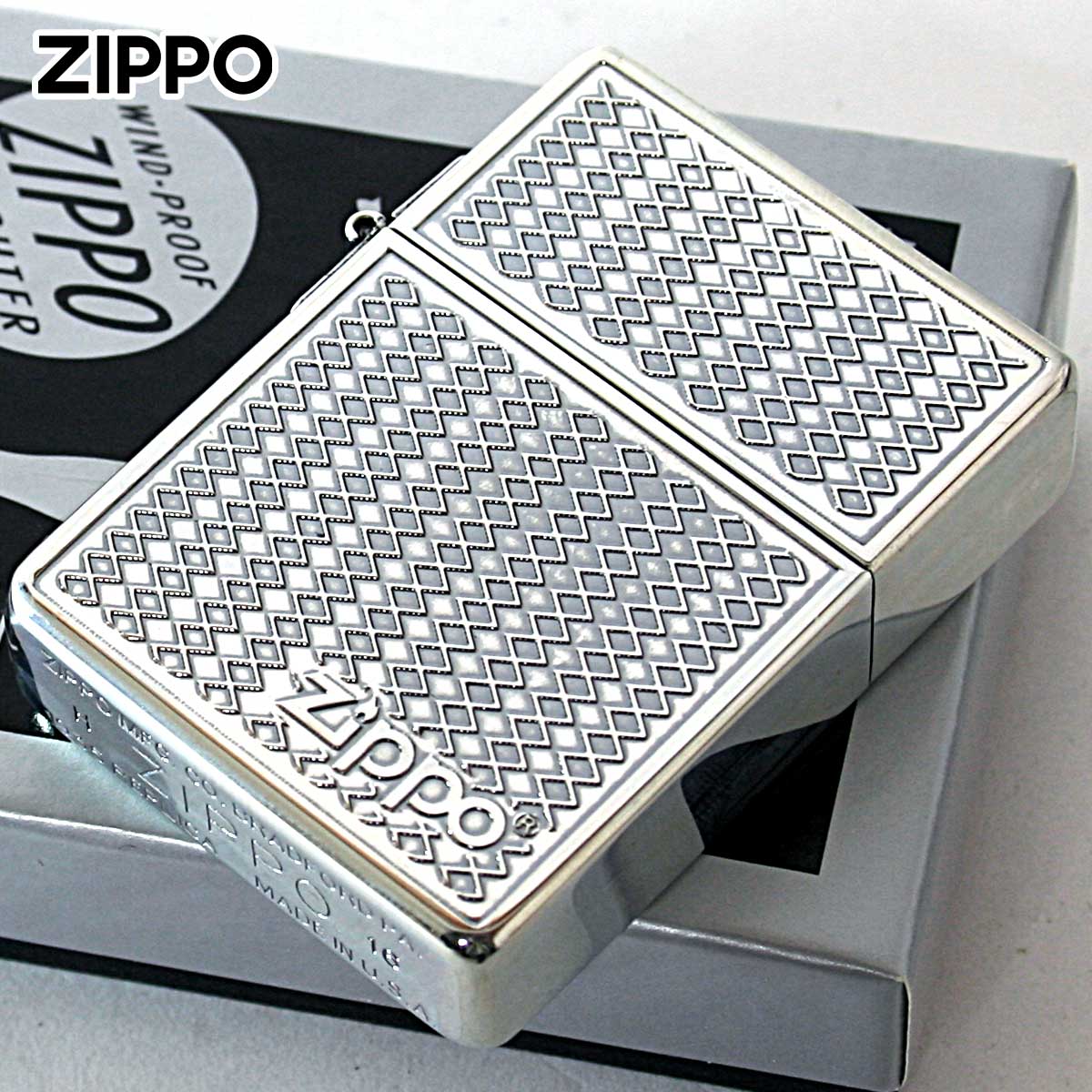 Zippo ジッポー 1935レプリカ グリルメッシュ シルバーいぶし 両面加工