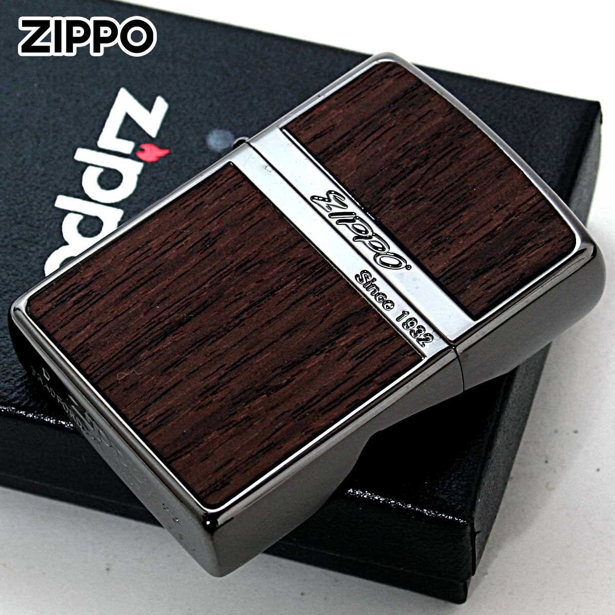 Zippo ジッポー ウッド 木目 木 ネオブラック 両面加工 Wood Series