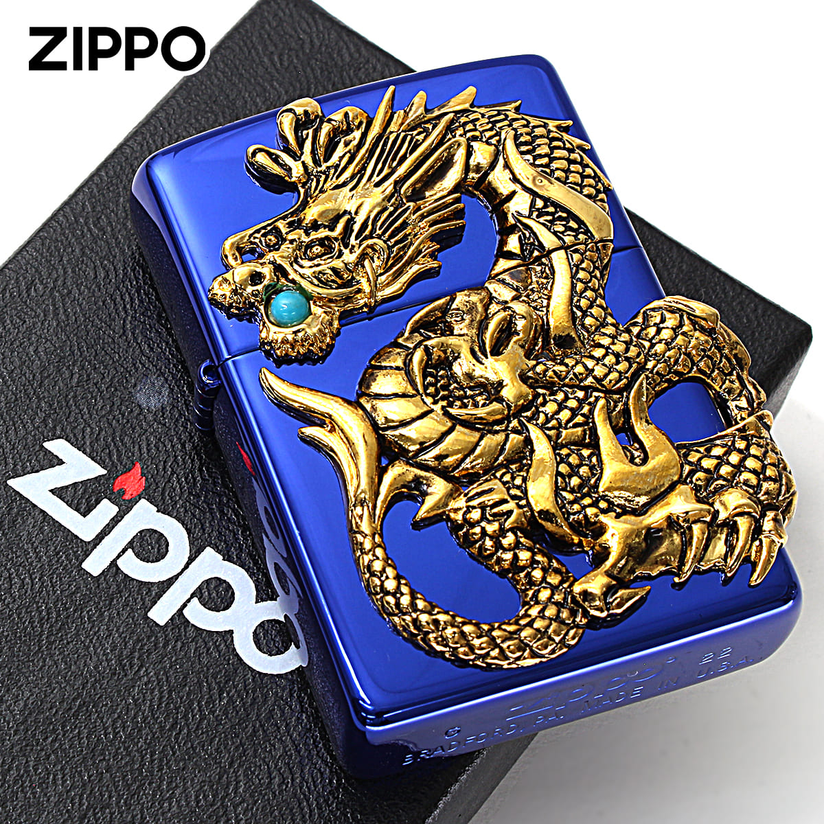 Zippo ジッポー 限定100個 ドラゴンメタル ターコイズ 龍 天然石