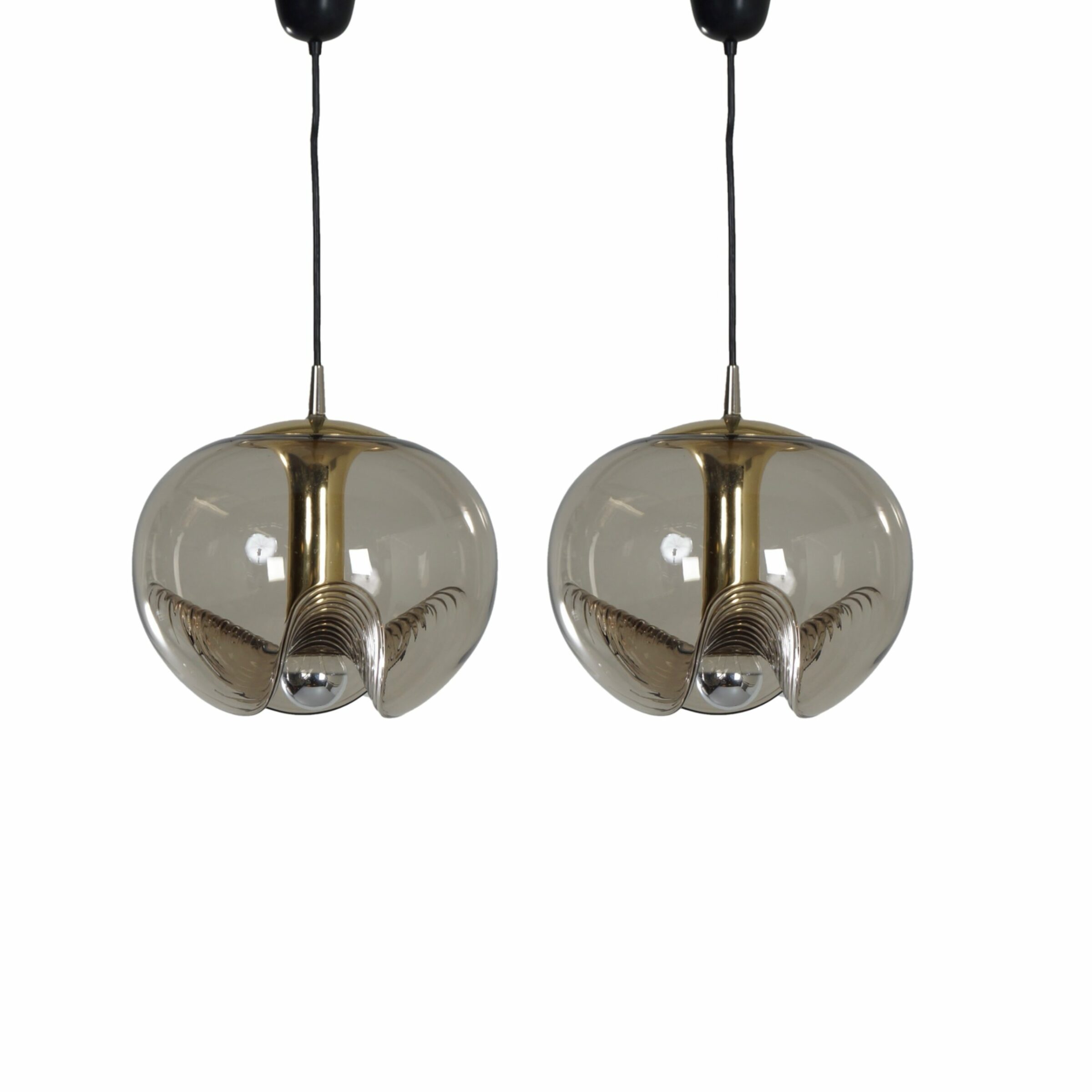 Pair of Futura Pendant in Crystal Glas by Peill & Putzler, 1970s