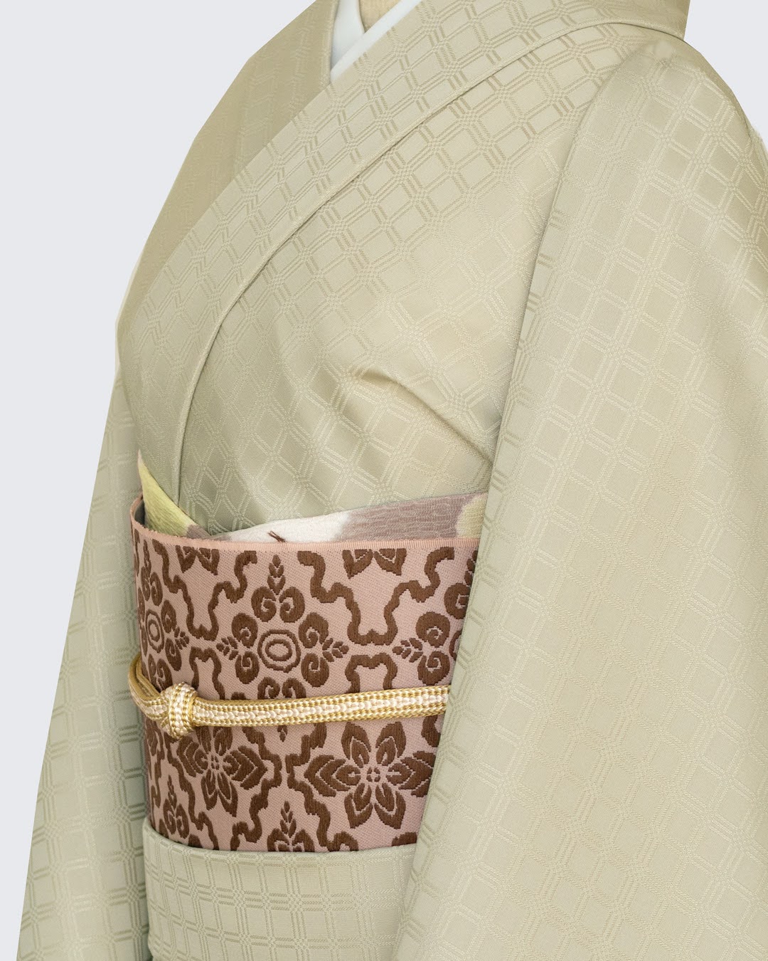 藤娘きぬたや 「総絞りの帯」 九寸名古屋帯 染め帯 灰青色＜お仕立て代