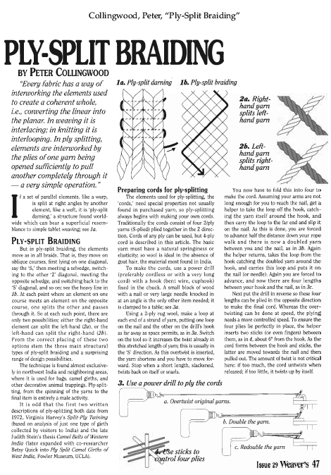 Handweaving.net: Document | Ply-Split Braiding, Collingwood, Peter