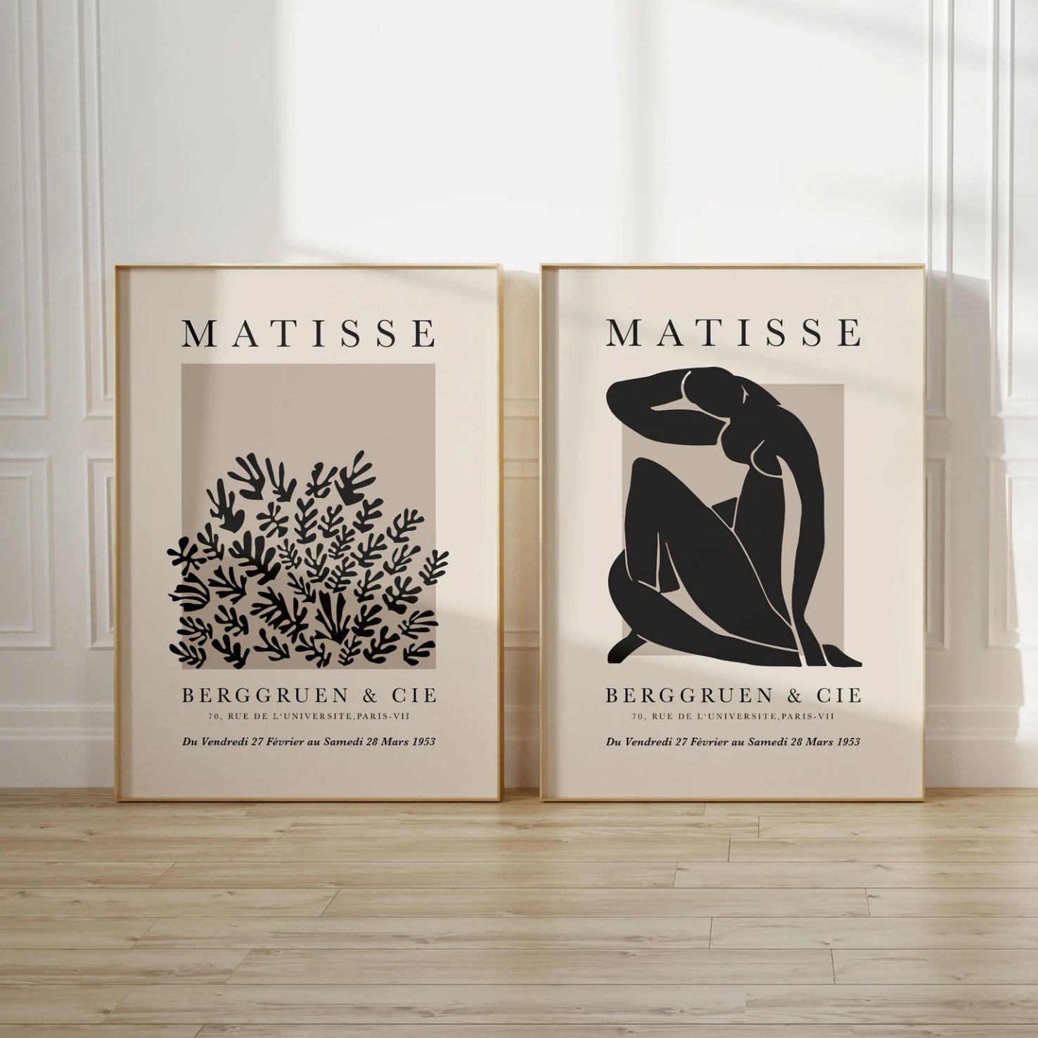 国内配送・送料無料】抽象イラスト×モノトーン×花×マティス×現代アート