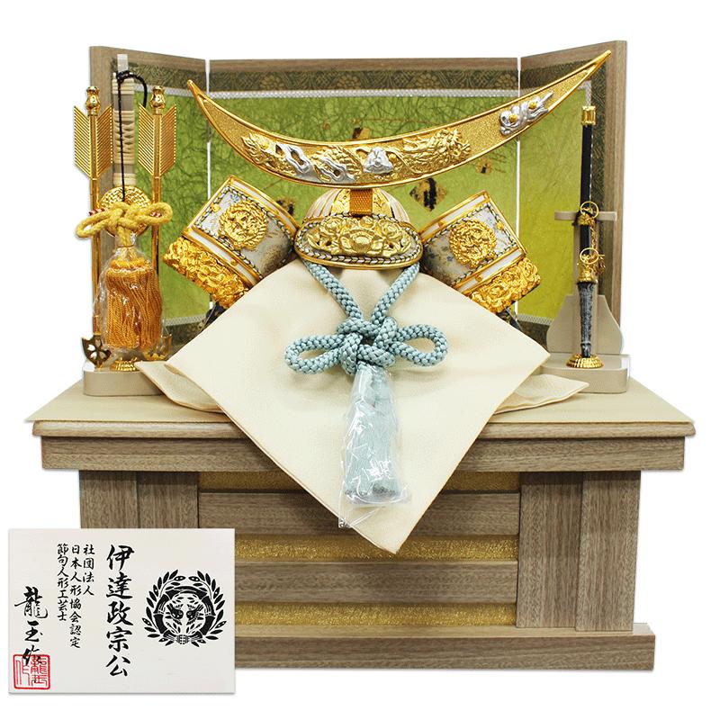 人気武将シリーズ8号伊達政宗白金兜 収納飾り /龍玉作-人形の松川