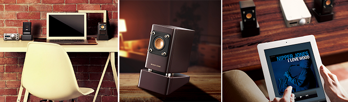 スピーカーに木の振動板を採用したウッドコーンシリーズに