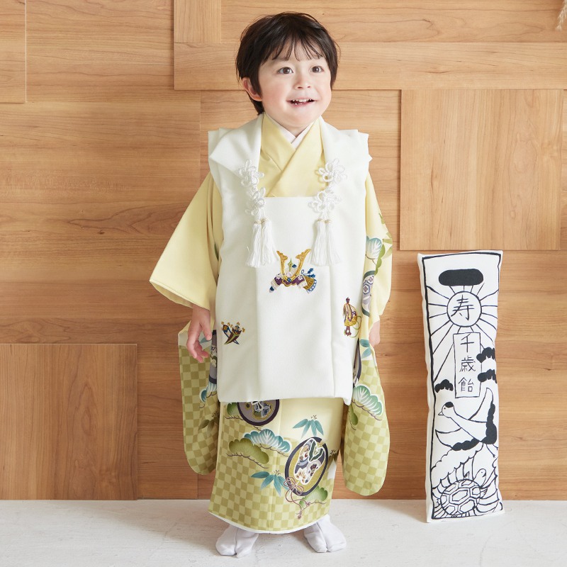 七五三被布 : K178 【三歳男児被布】白兜×クリーム丸文(K246) | 七五三