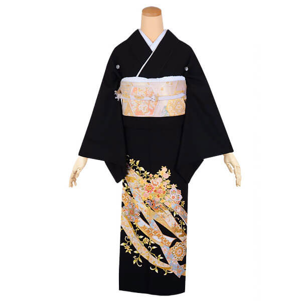 黒留袖：T256 熨斗に花車(T255）| 黒留袖レンタル │ 京都着物レンタル夢館