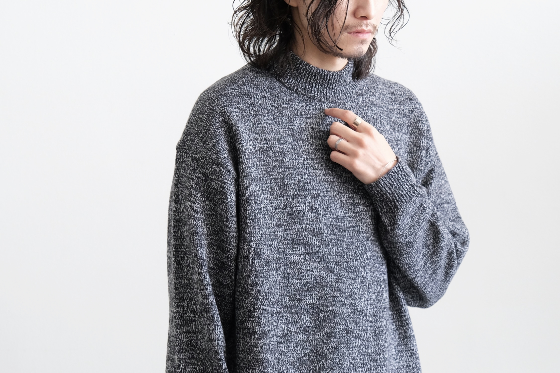 BABY WOOL MOULINE MOCKNECK SWEATER - WUNDER