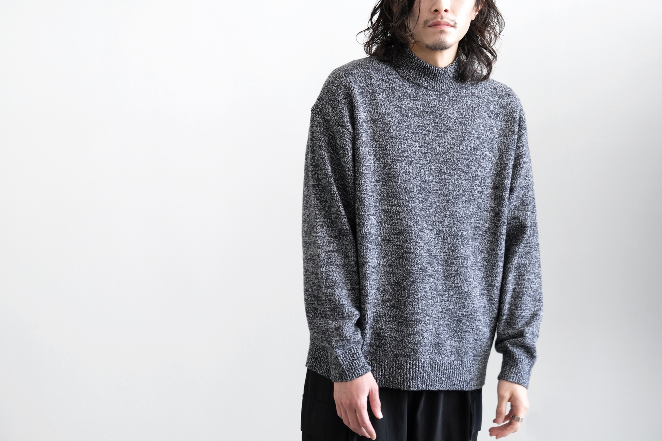 BABY WOOL MOULINE MOCKNECK SWEATER - WUNDER