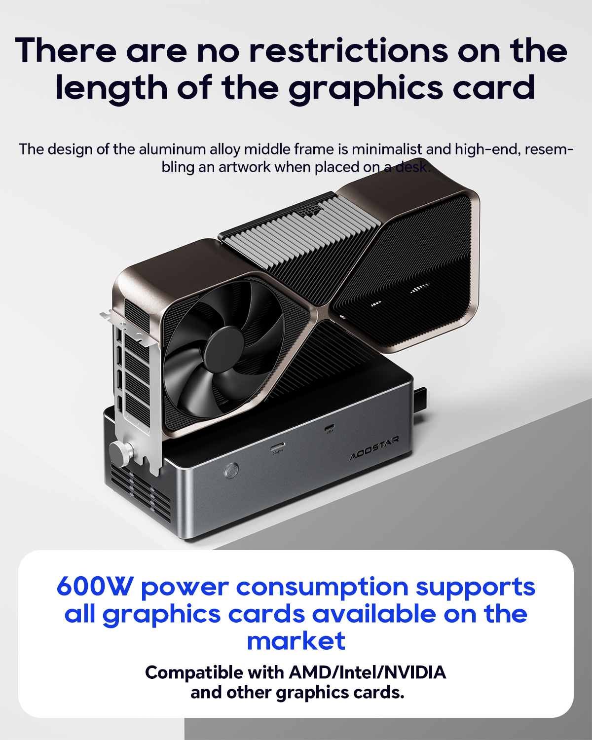 AOOSTAR AG01 EGPU Dock with OCulink Port Built-in Huntkey 400W