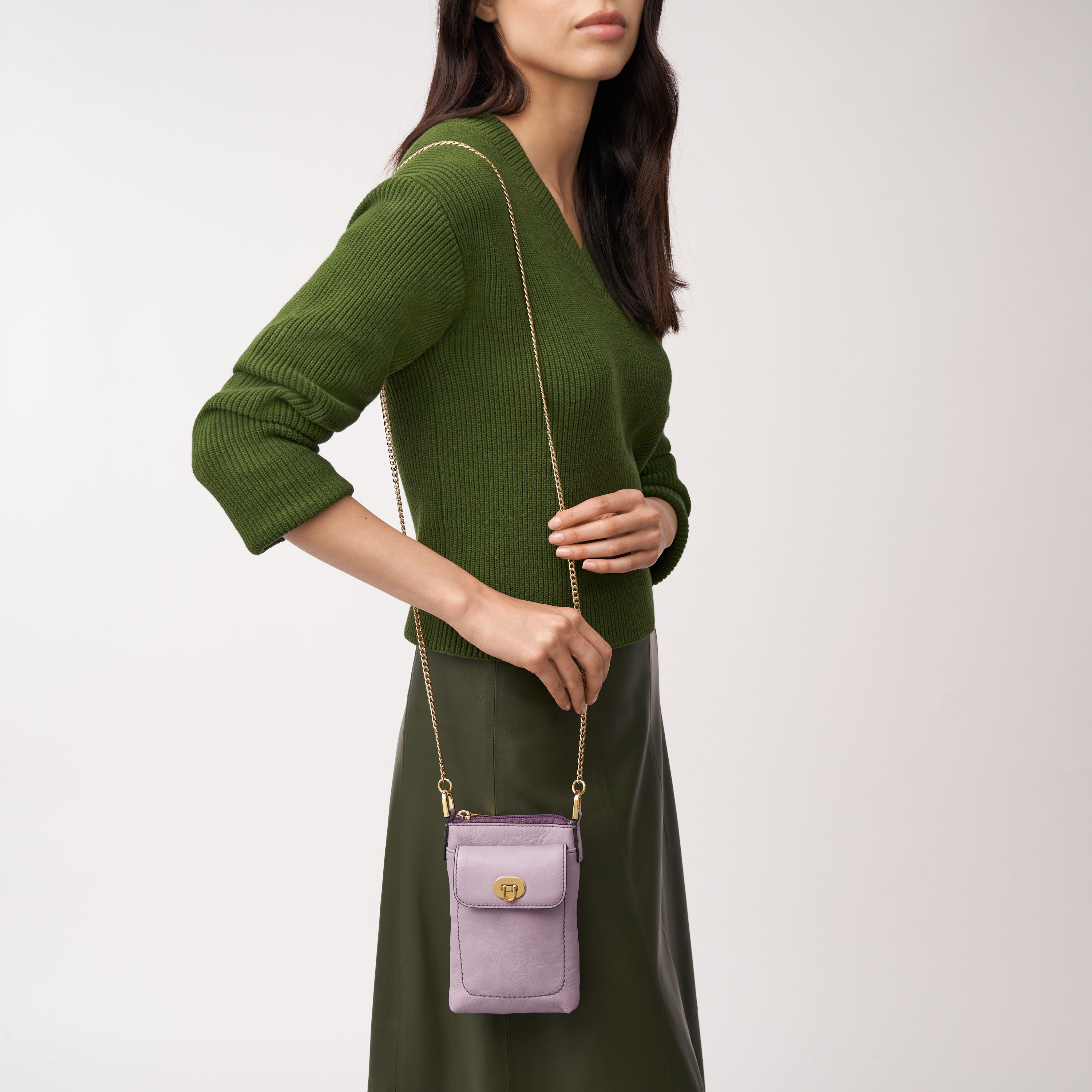 Womens Crossbody FOSSIL HARPER ZB1886531 Leather Purple - Golden