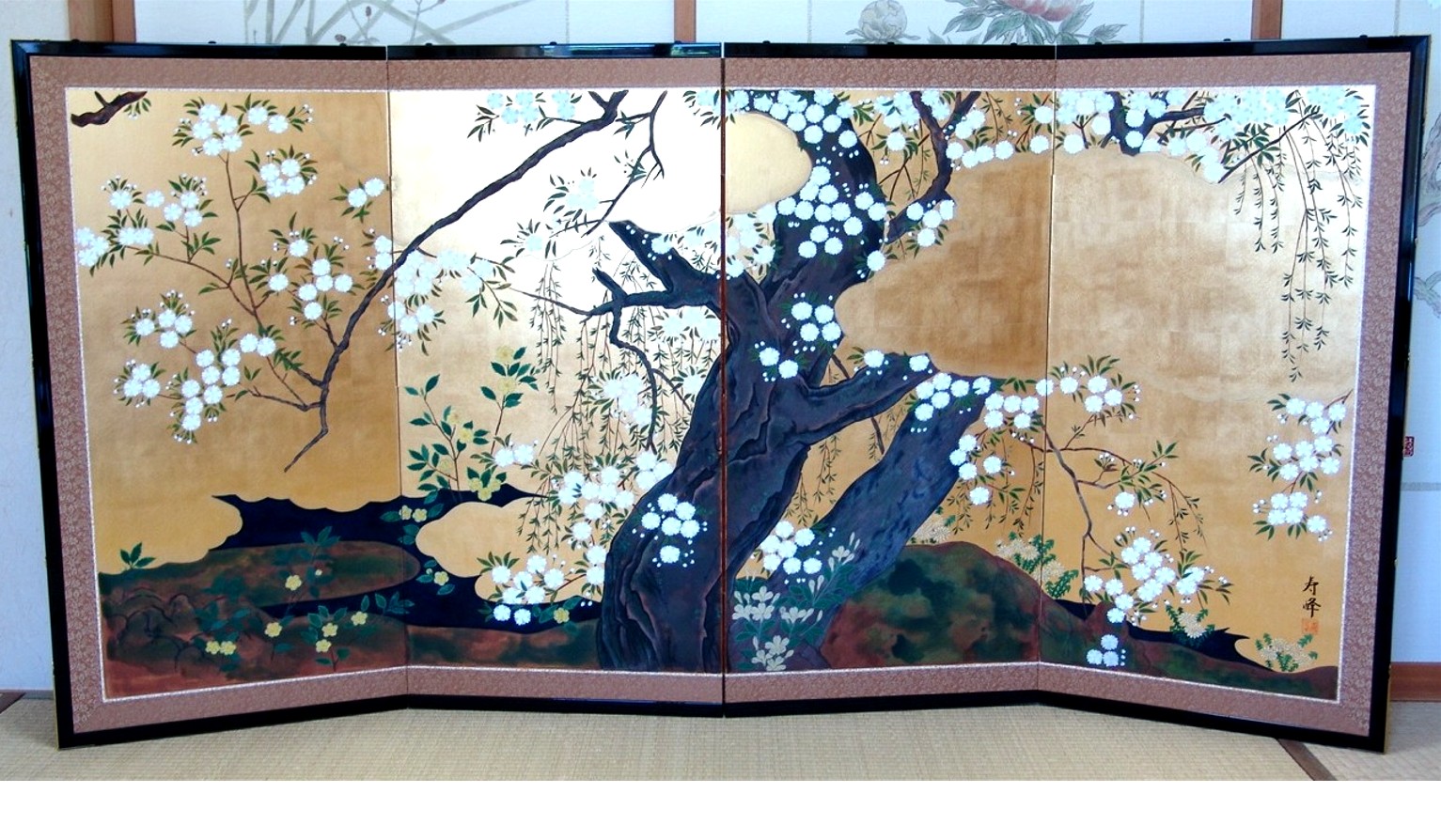 日本画金屏風 - 金屏風 日本画金屏風の製造/通信販売(通販) 御子柴屏風店