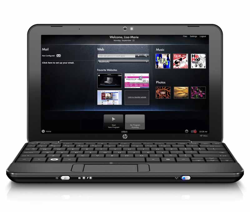 HPの新型ミニノートPC，ピアノ・ブラック塗装と花柄，379ドルLinux搭載