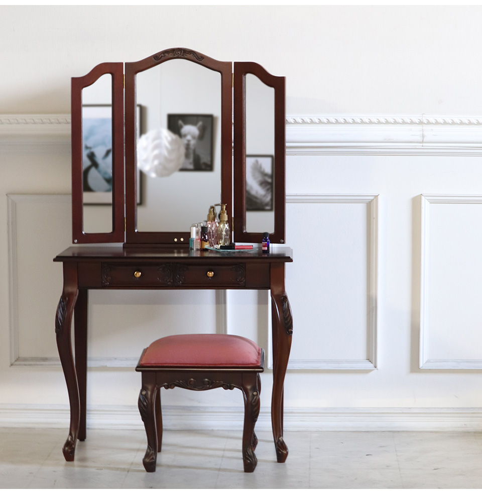 ドレッサー 三面鏡 アンティークブラウン｜おしゃれ家具通販 Y-KAGU