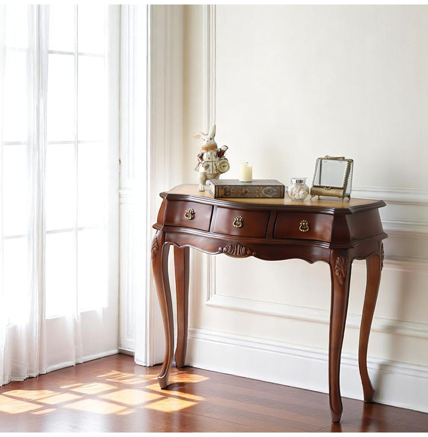 ヨーロピアンクラシック コンソールデスク （ブラウン） 幅90cm｜Y
