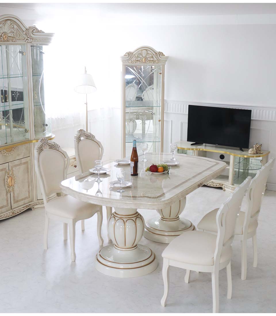 高級イタリア家具 レオナルド(REONARD) 伸長式ダイニング5点セット 4人