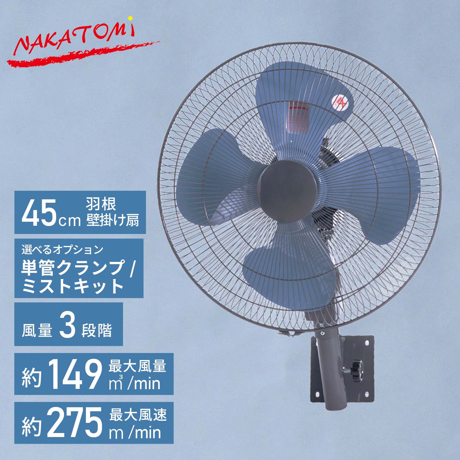 壁掛け工場扇 45cm TZW-45P/WFC-4/MK-12SC ナカトミ | 山善ビズコム