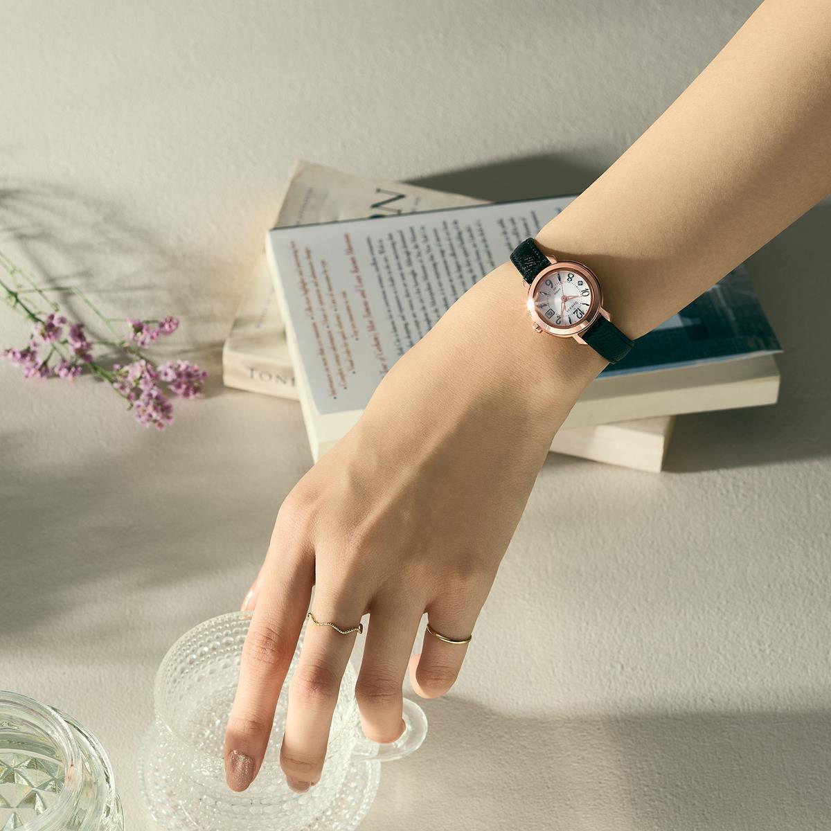 カシオ シーン SHW-5300PGL-7AJF ピンクゴールド×ブラックレザー 電波