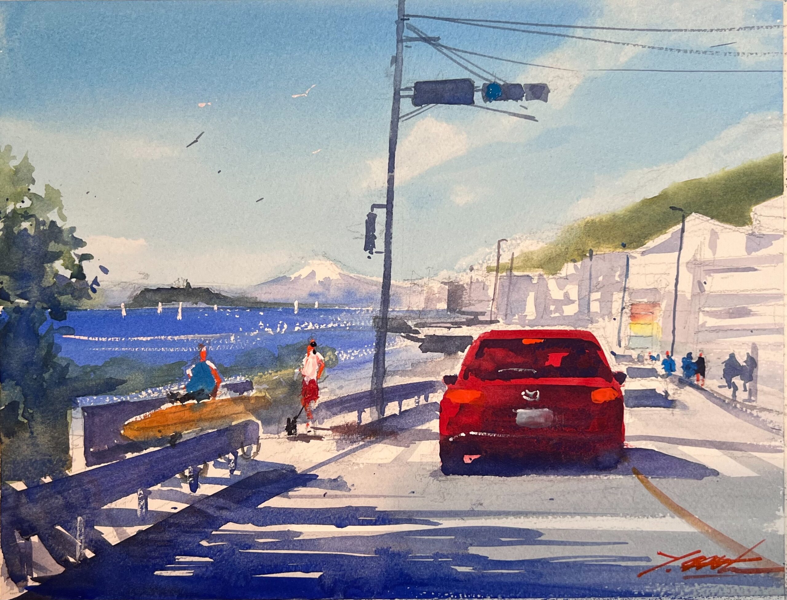 水彩画・海の見える風景の描き方①』初心者にも分かりやすく解説