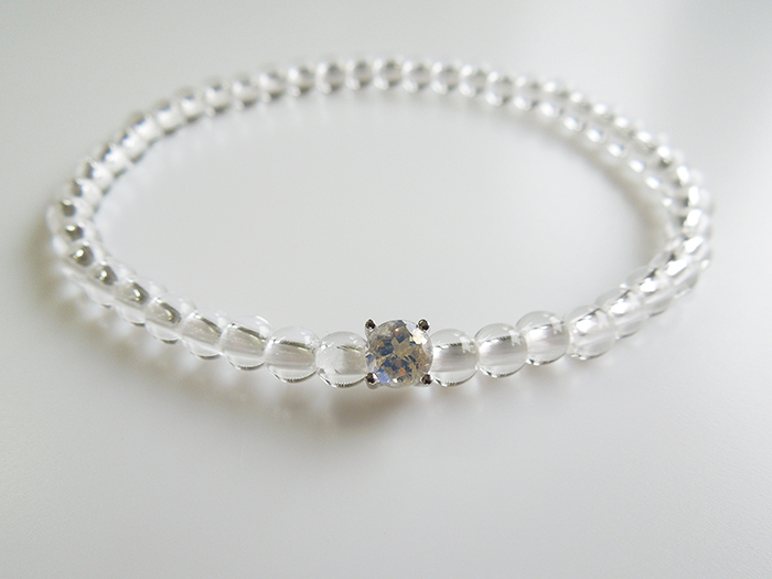 Cotubu】水晶4mmブレスムーンストーン入6月 お数珠の安田念珠店へ