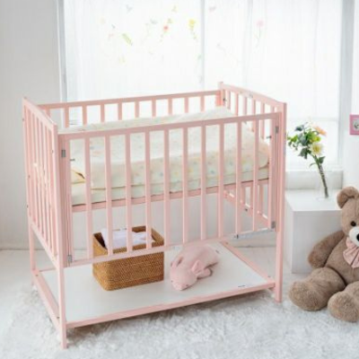 ハイタイプベッド ツーオープン【ピンク】収納棚付 | ベビーベッド