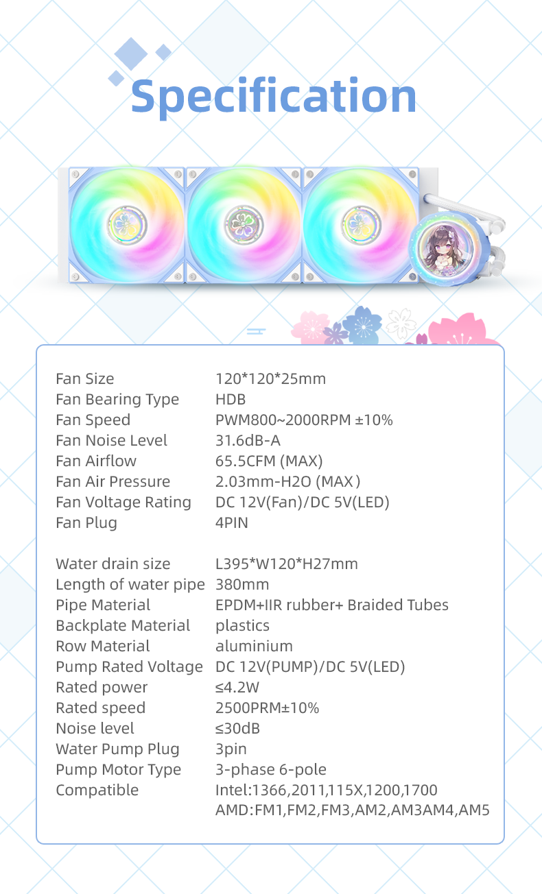 Yeston Sakura 360 Desktop Liquid CPU Cooler supports Intel / AMD