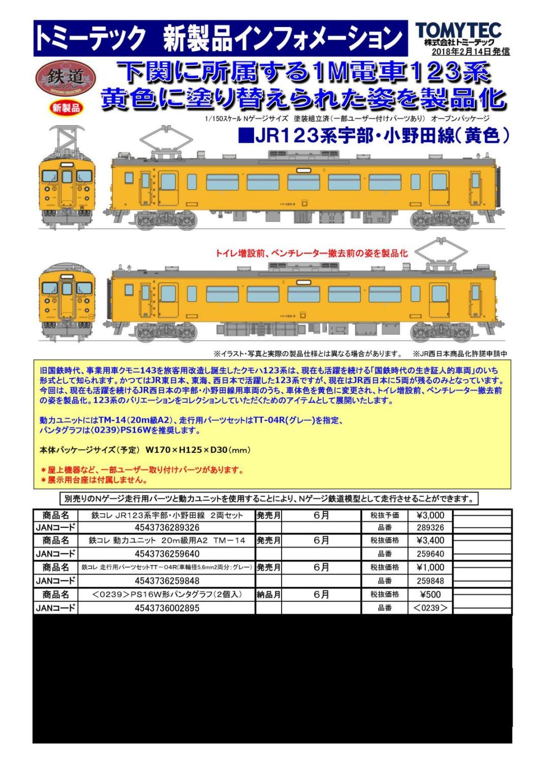 鉄コレ】鉄道コレクション 123系 宇部・小野田線 2両セット 289326