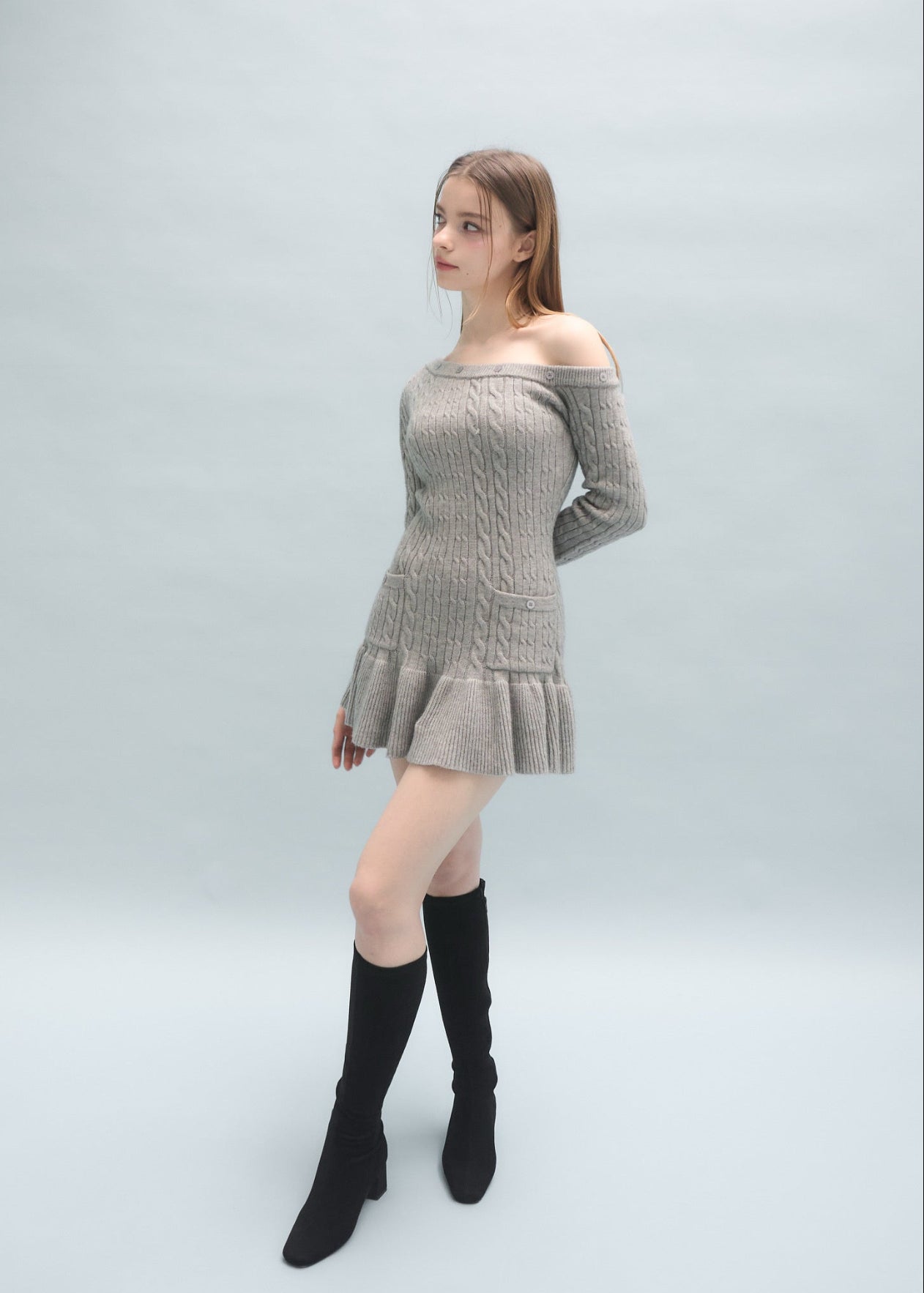 One shoulder cable knit op – YILON