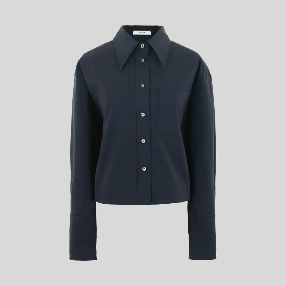 YONFA / 【PRE ORDER】ボクシークロップドシャツ (navy)