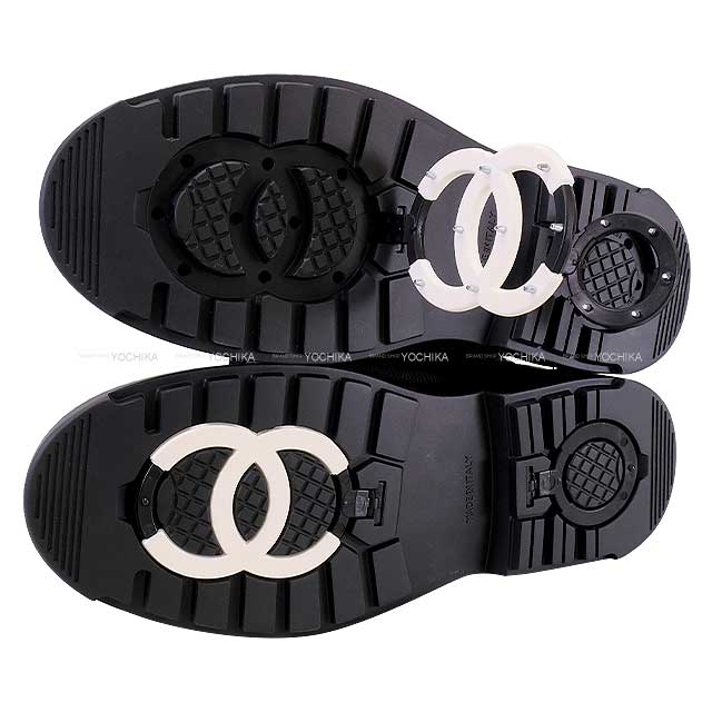 CHANEL boots Shearling Nylon COCO Mark Boa Snow #37 Noir (Black