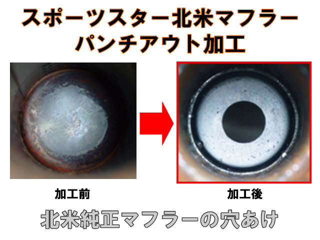 パインバレーにて施工□スポーツスター北米マフラー パンチアウト加工