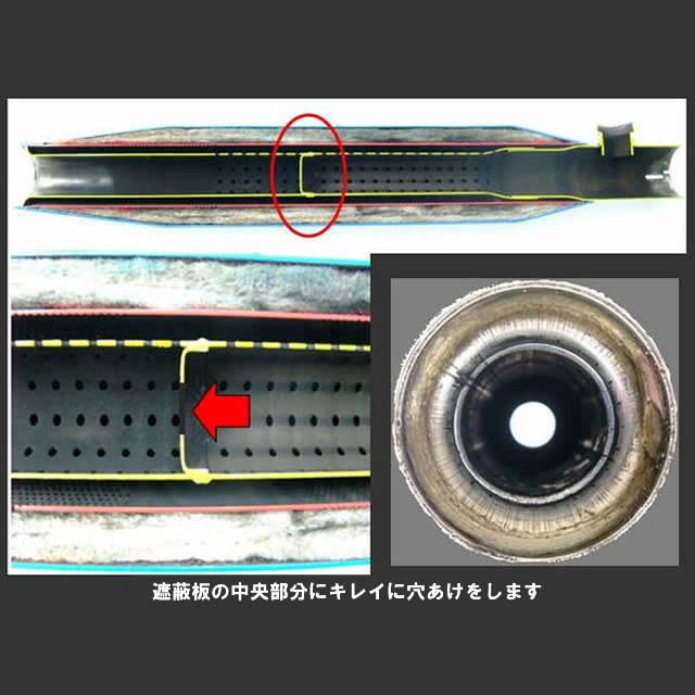 パインバレーにて施工□スポーツスター北米マフラー パンチアウト加工