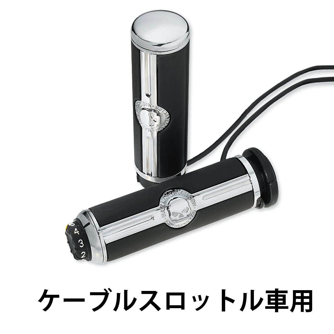 ハーレー純正□ヒーテッドグリップ・ウィリーG スカル クローム 1.5