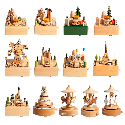 木製回転オルゴールセット｜かわいい動物モチーフ – YohanBox – Yohanbox