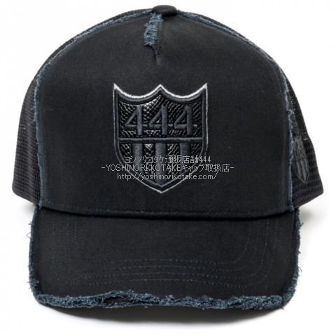ヨシノリコタケ 帽子 444 ブラックエナメルヘビ柄3D刺繍キャップ