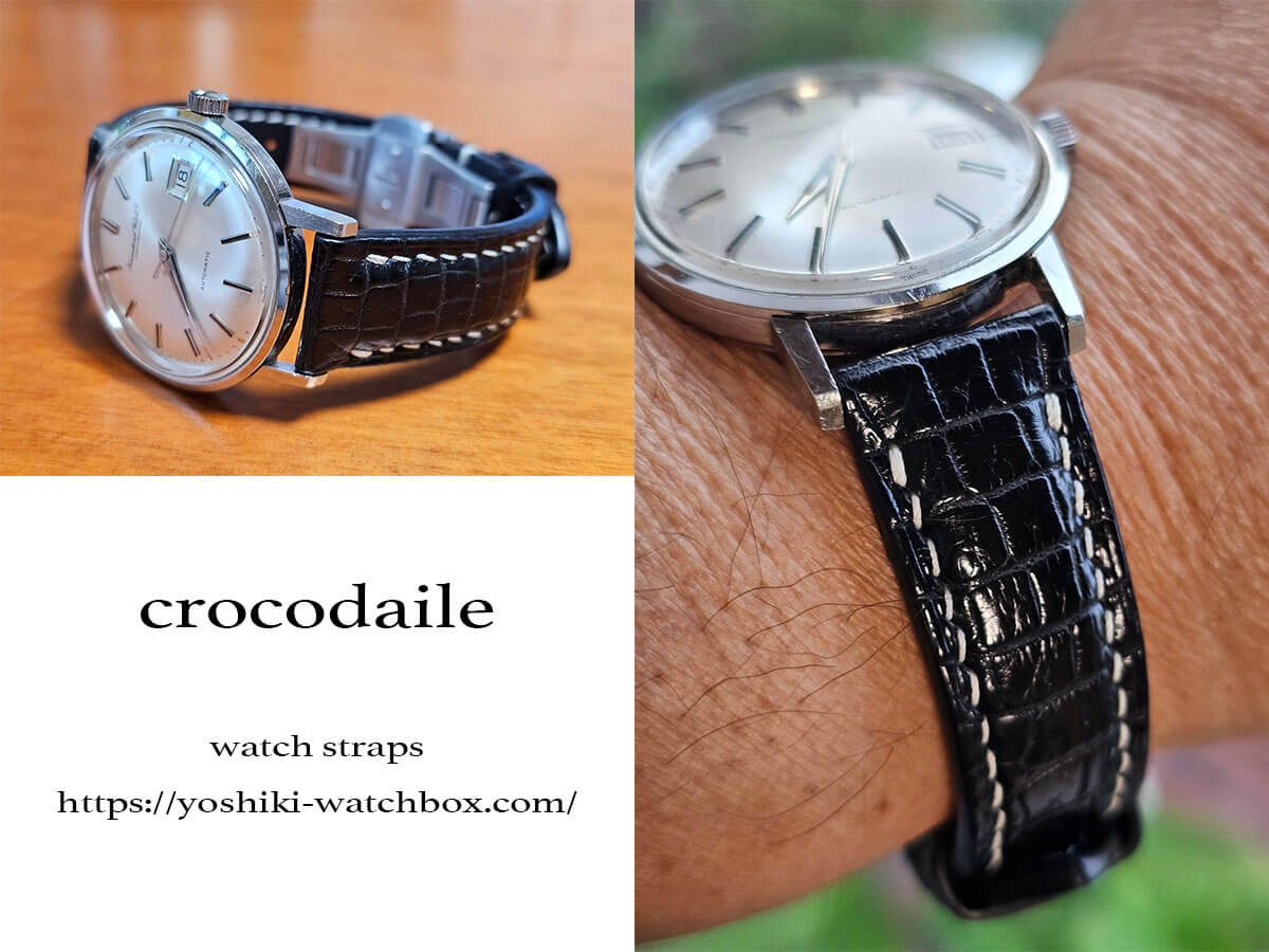 cro-1973 クロコダイル 腕時計ベルト オリーブ ラグ幅24mm cro-2009