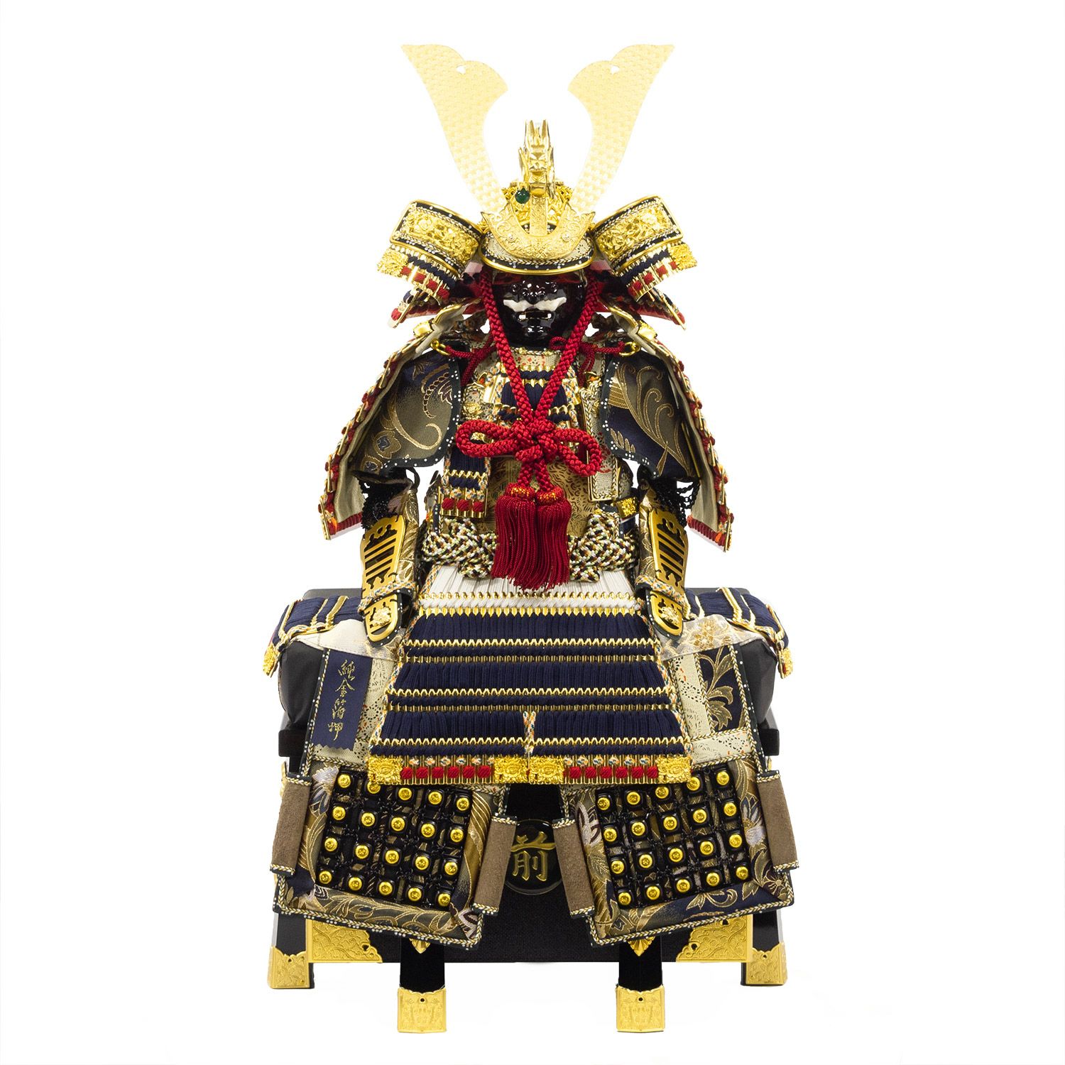 五月人形】正絹紺肩取縅 純金箔押鎧8号床飾り 平安道齋作 | 雛人形