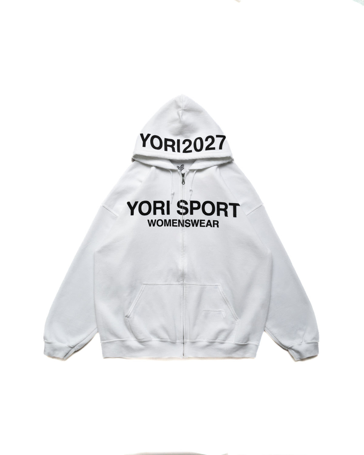 Yori Sport Womenswear Text Zip-Up Hoodie (White/Black) | YORI
