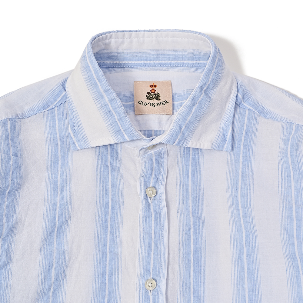 GUY ROVER コットンリネン ストライプ シャツ Traditional Standard