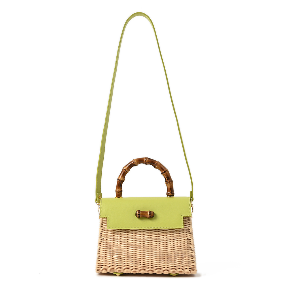 籐カゴバッグ NATURAL/APPLE GREEN Traditional Standard | よろずを