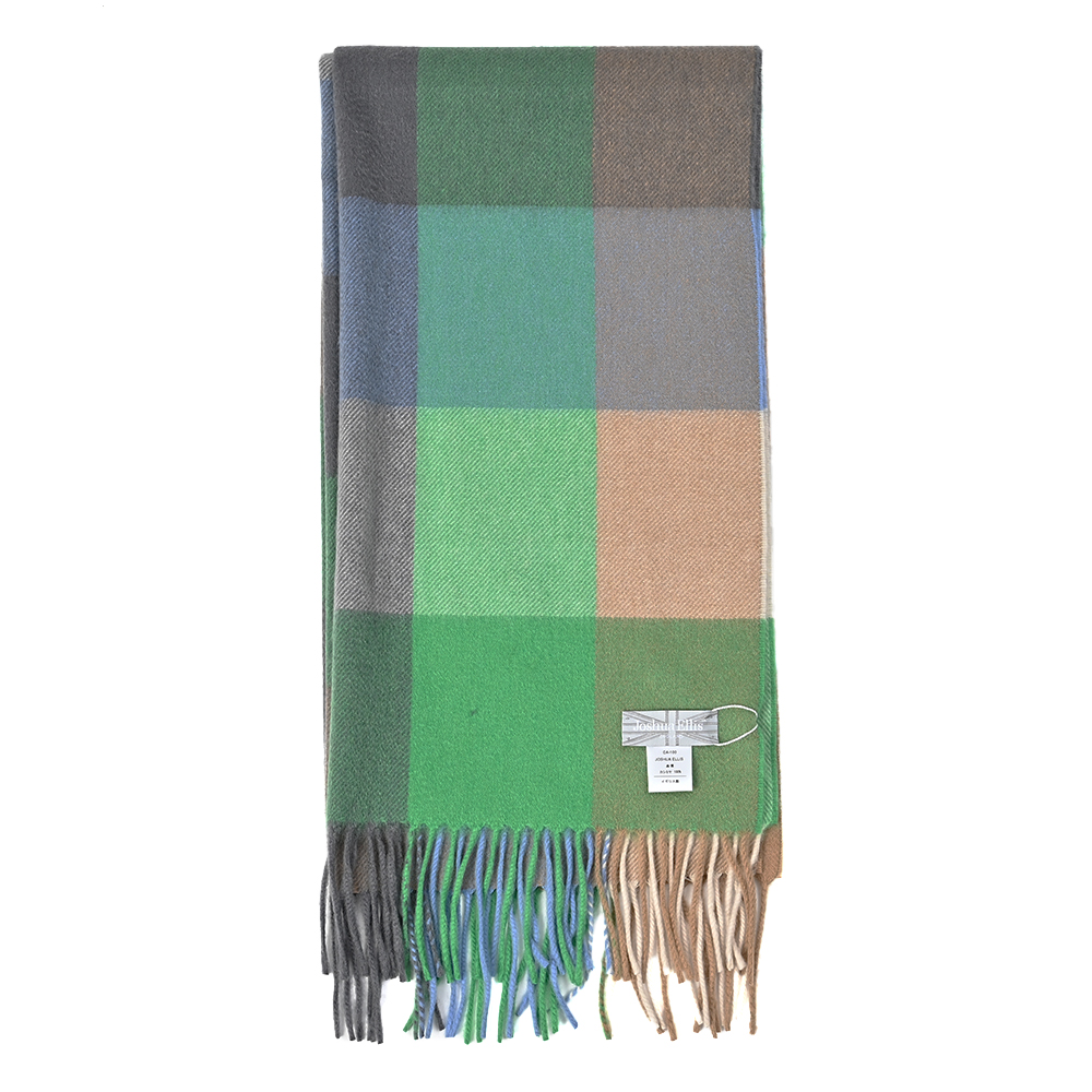 カシミヤストール グリーン×ベージュ トラディショナルスタンダード