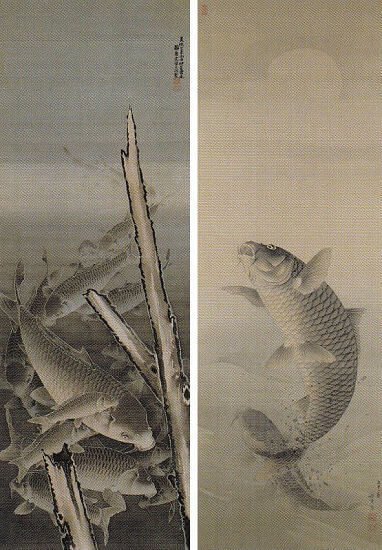 鳥取画壇の祖・土方稲嶺、鯉の名手と謳われた門人の黒田稲皐と小畑稲升