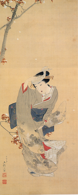 掛軸 女流作家 跡見玉枝 古美術 日本画 掛軸 女流作家 跡見玉枝 古美術